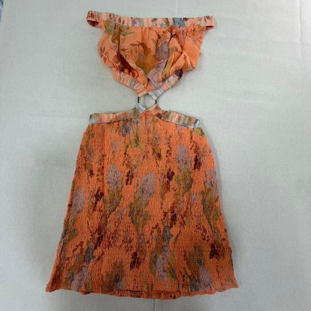 Orange floral mini dress